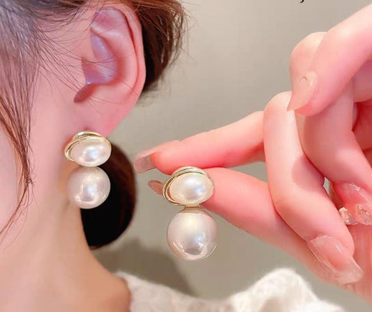 Oval Marble Korean Style Earrings for Women & Girls – Trendy Minimalist Jewelry