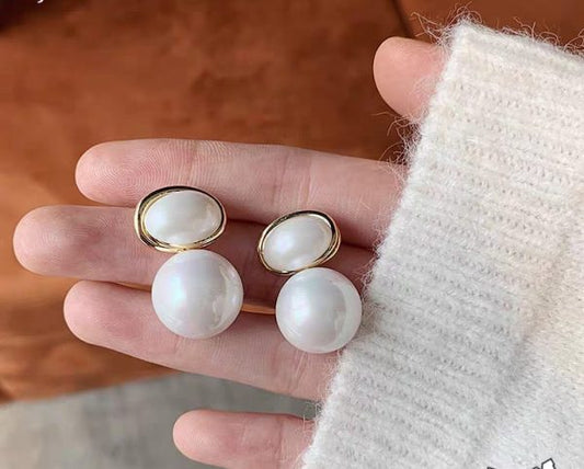 Oval Marble Korean Style Earrings for Women & Girls – Trendy Minimalist Jewelry